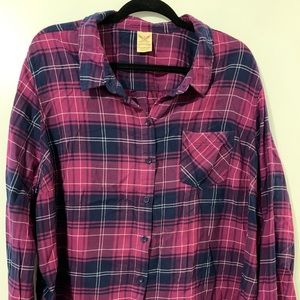 Faded glory pink plaid shirt